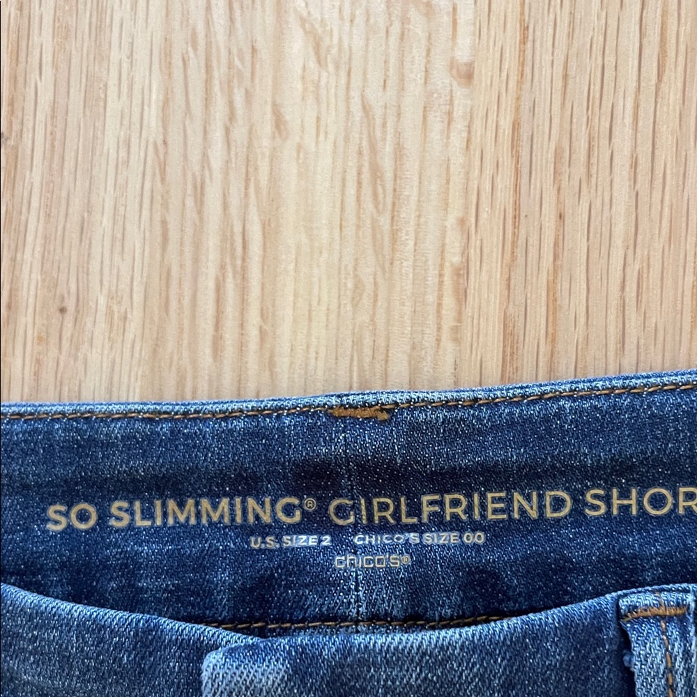 Chico's Dark Blue Denim Bermuda Shorts So Slimming Girlfriend Short - Picture 2 of 4
